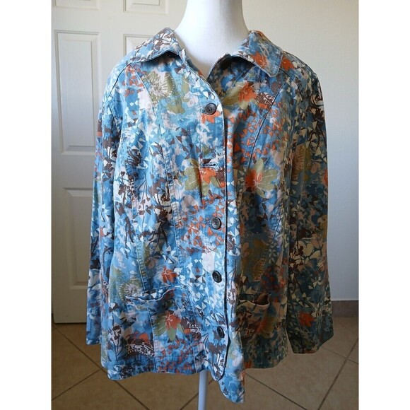 Women's Christopher & banks Multi Color Jacket  Size 1X Floral Print - Picture 1 of 16